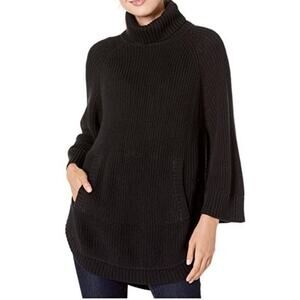 UGG Raelynn black turtleneck funnel chunky ribbed sweater tunic size Small